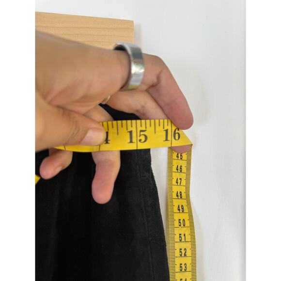 Nine West 100% Suede Leather Pants Size 10 Vintage Black High Waist Straight - Picture 7 of 9